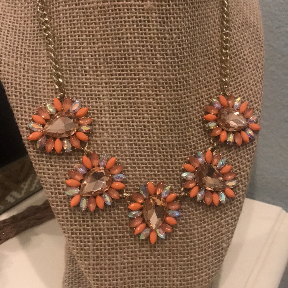 Francesca's Peach Crystal Statement Necklace